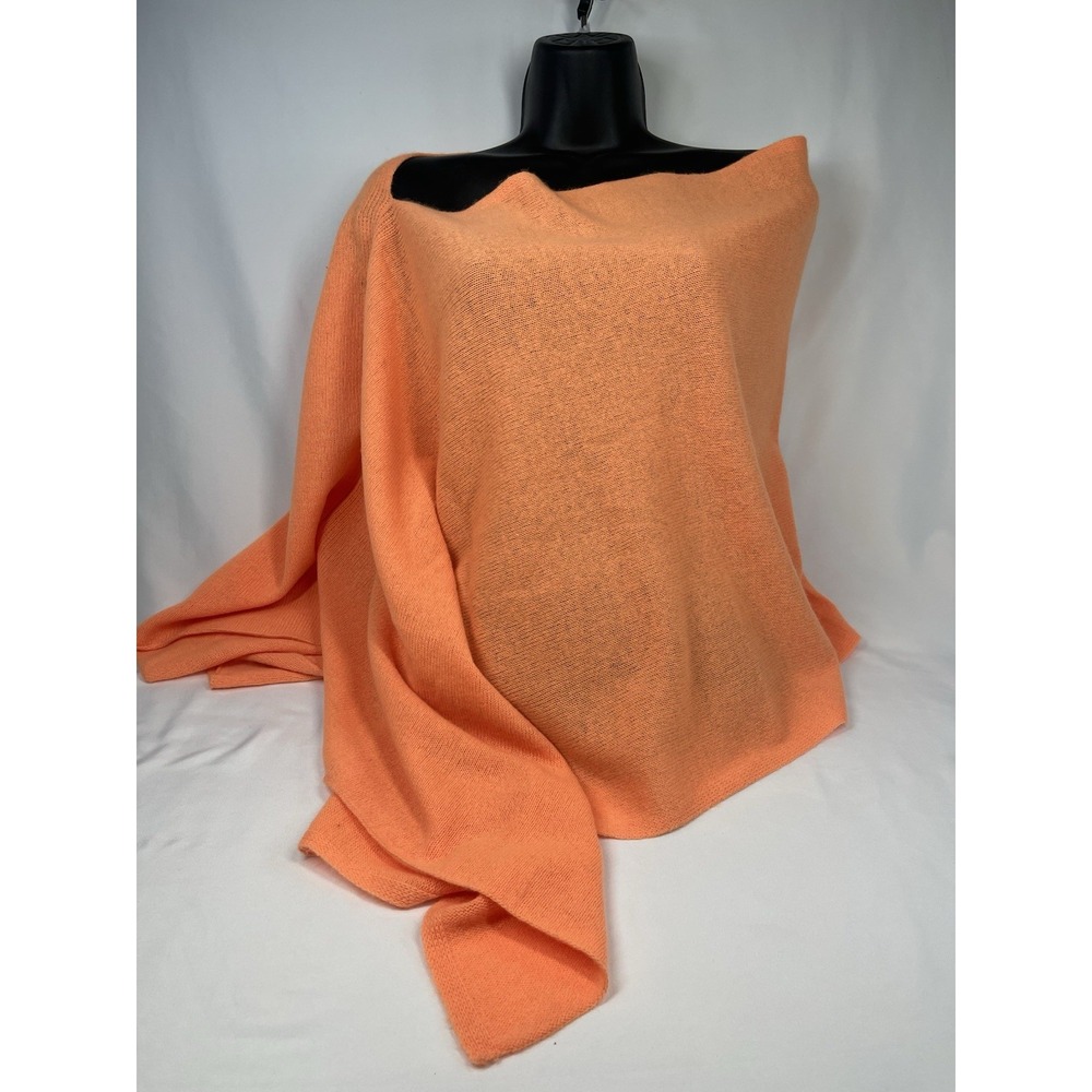 Claudia Nichole Cashmere Apricot Poncho Wrap Topper Scarf One Size Soft Knit